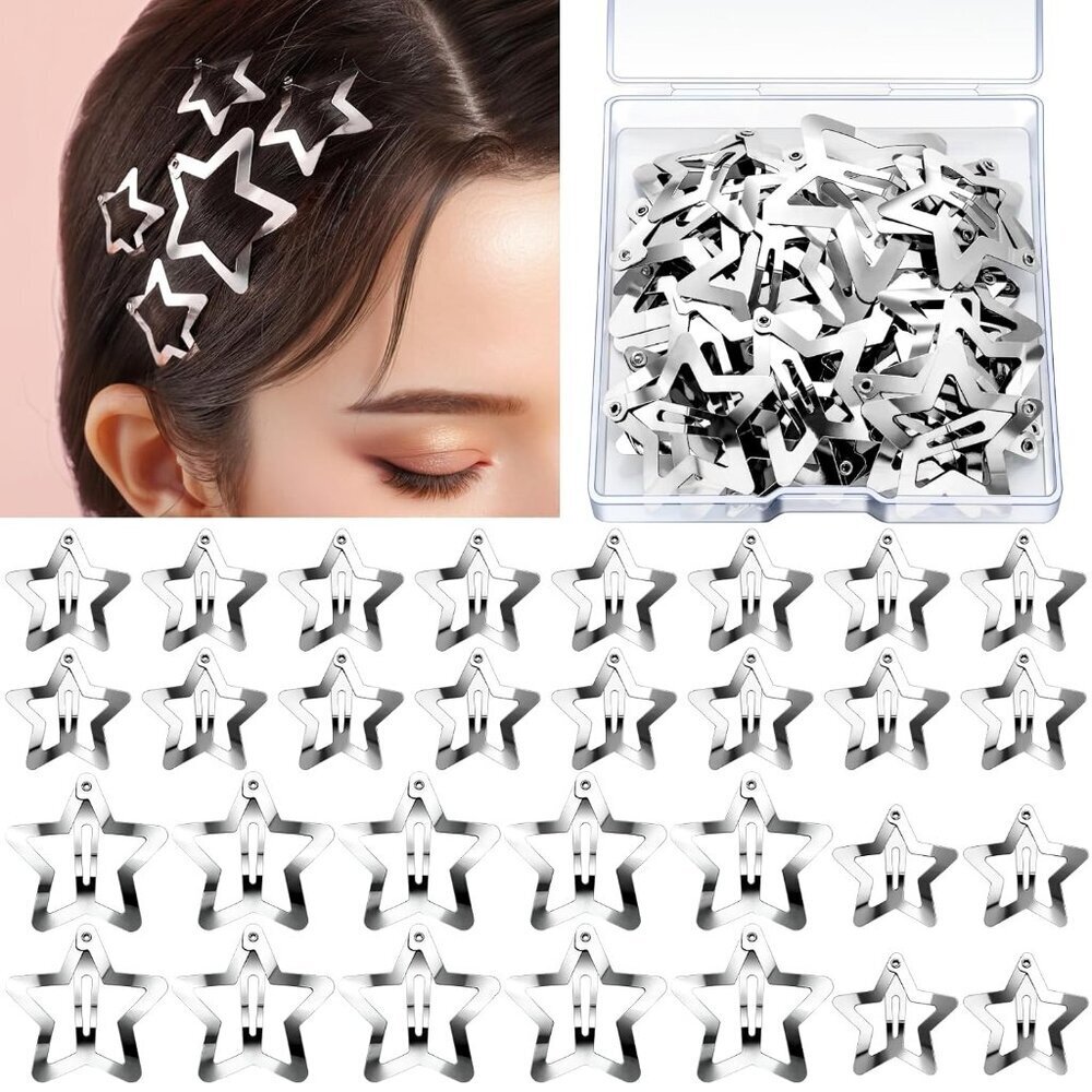 Star Hair Clips and Barrettes Set - 20 pcs 1.22" Y2K Hair Accessories, 10 pcs 1.